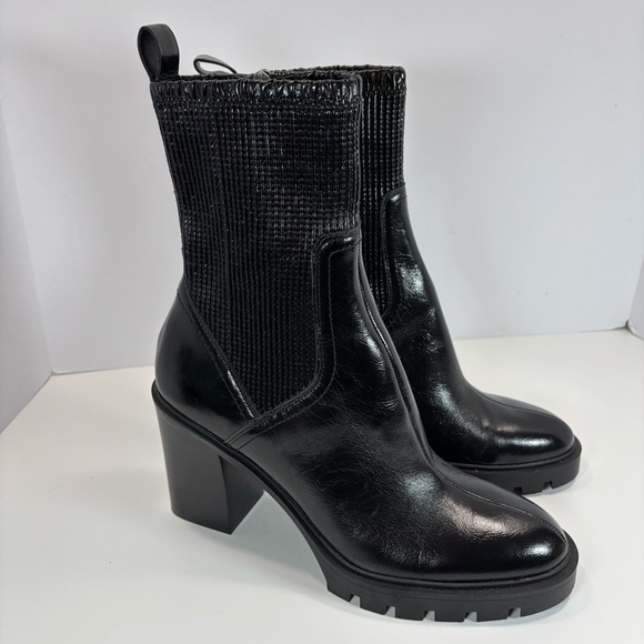 Dolce Vita Marni Midnight Crinkle Patent H2O Waterproof Ankle Boots Size 10 - Picture 3 of 8